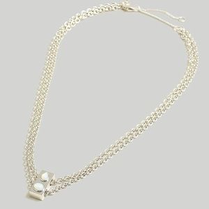 Madewell Stone Collection White Opal Double Chain Necklace